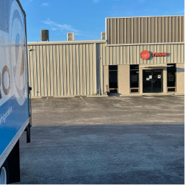 company box truck in front of trane building